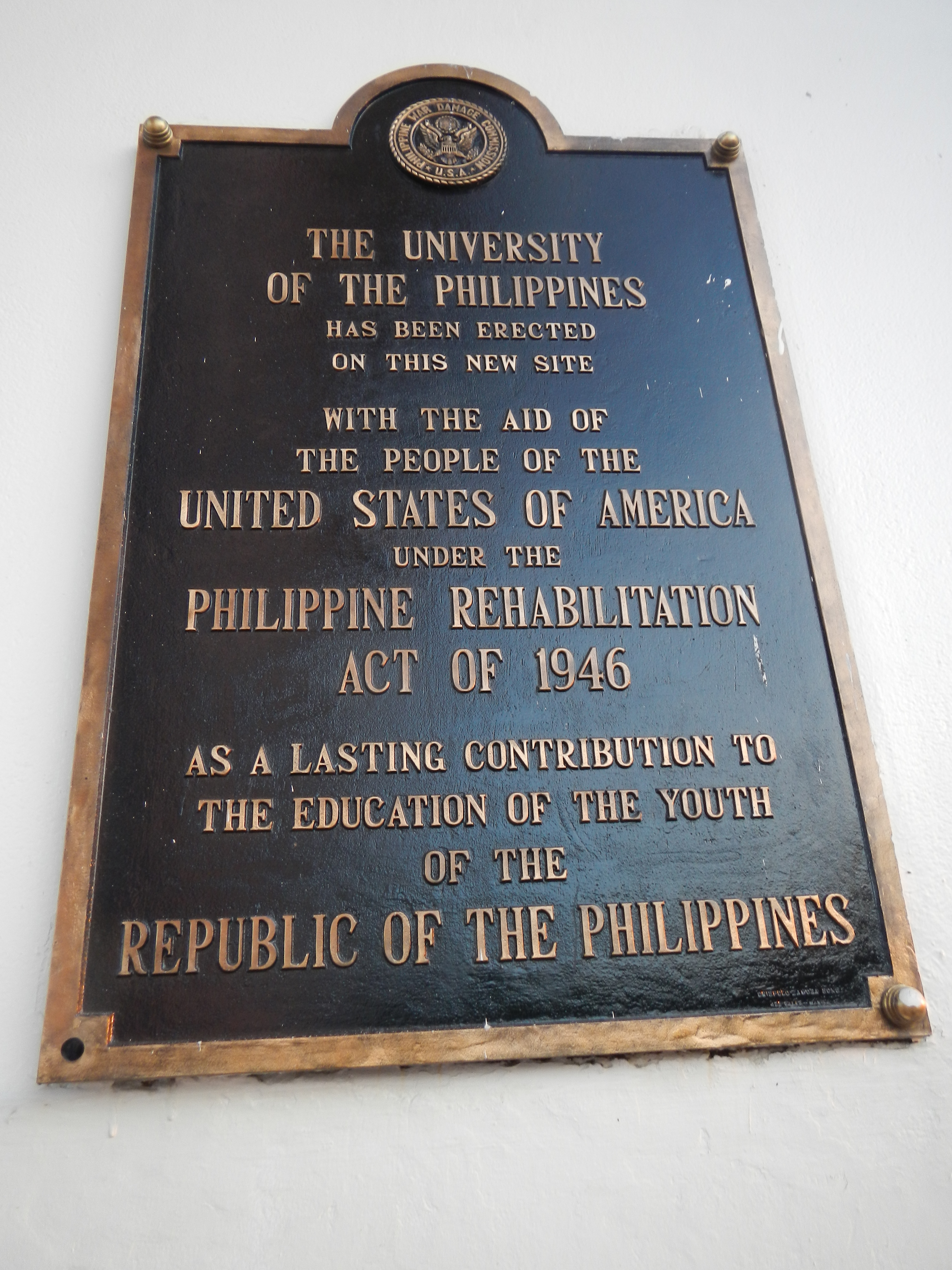 Philippine War Damage Commission Plaque