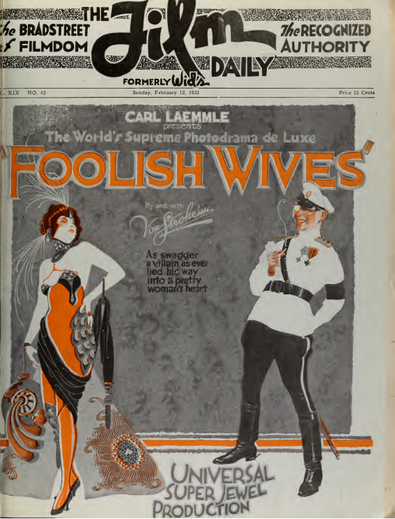 File:Foolish Wives by Erich von Stroheim 4 Film Daily 1922.png 