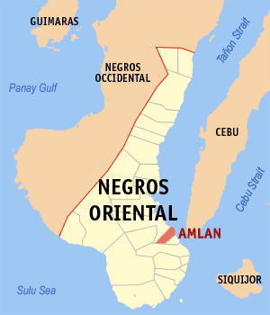 Mapa han Negros Oriental nga nagpapakita ho hain nahamutagan an Amlan