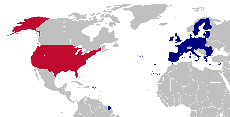 map of us and europe File United States European Union Map 2007 Png Wikimedia Commons map of us and europe