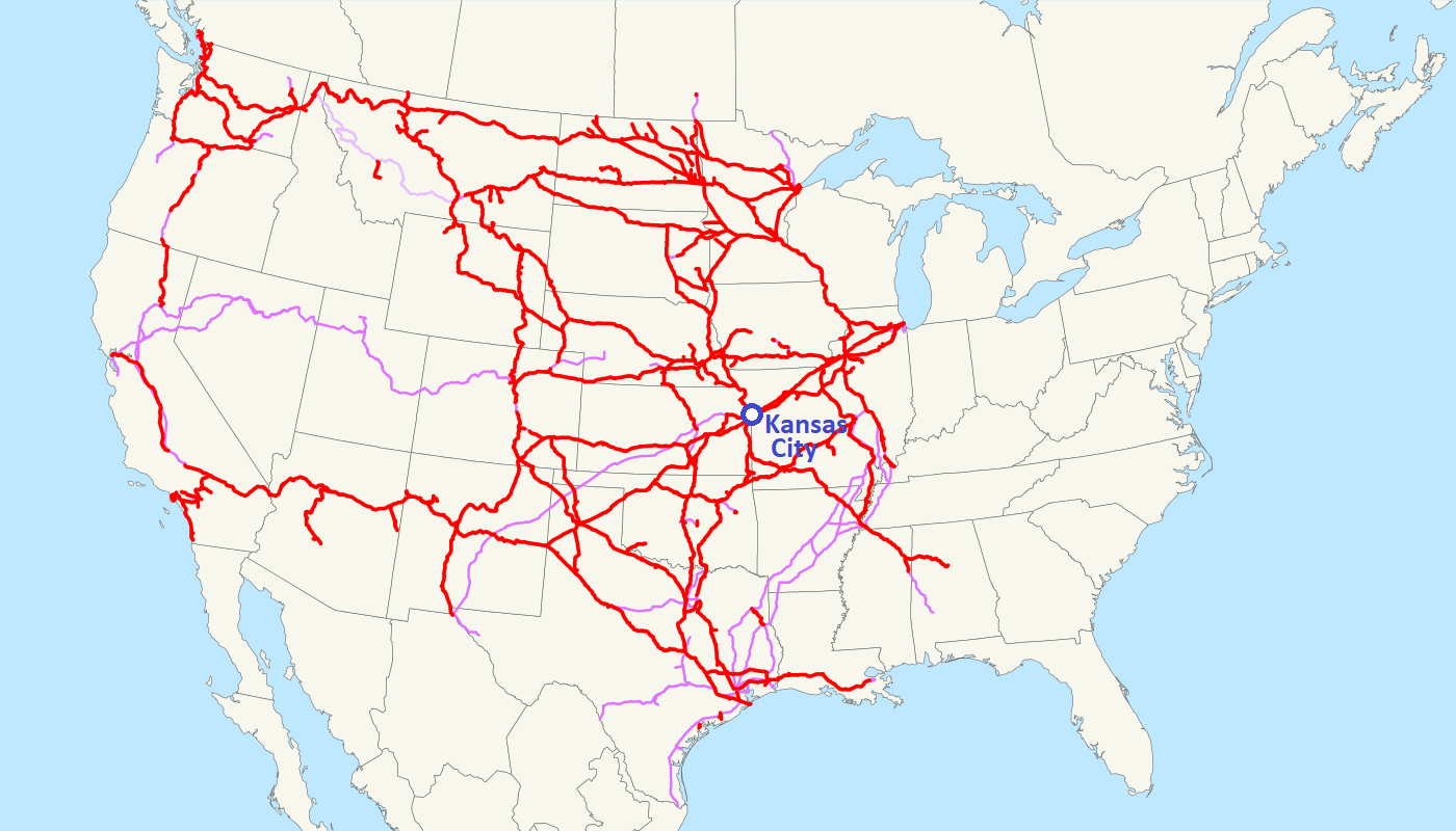 BNSF Railway system map (marked Kansas City).png. w:en:public domain. 