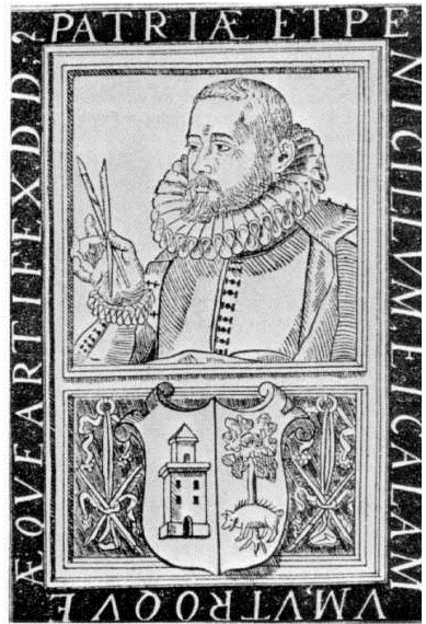 Portrait of Baltasar De Echave in his ''"Discursos de la antigüedad de la lengua cántabra bascongada"'' (Speeches on the antiquity of the Basque Cantabrian language), Mexico, Enrico Martínez, 1607.