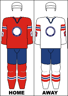 Landslagets hjemme- og bortedrakter som ble brukt under ishockey-VM fra 1999 til 2005.