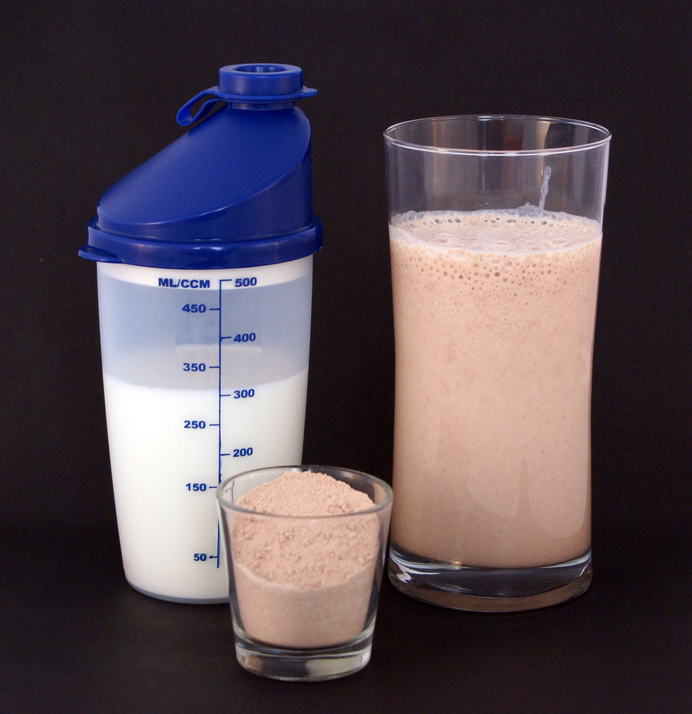 Protein drinks used to increase muscle mass.