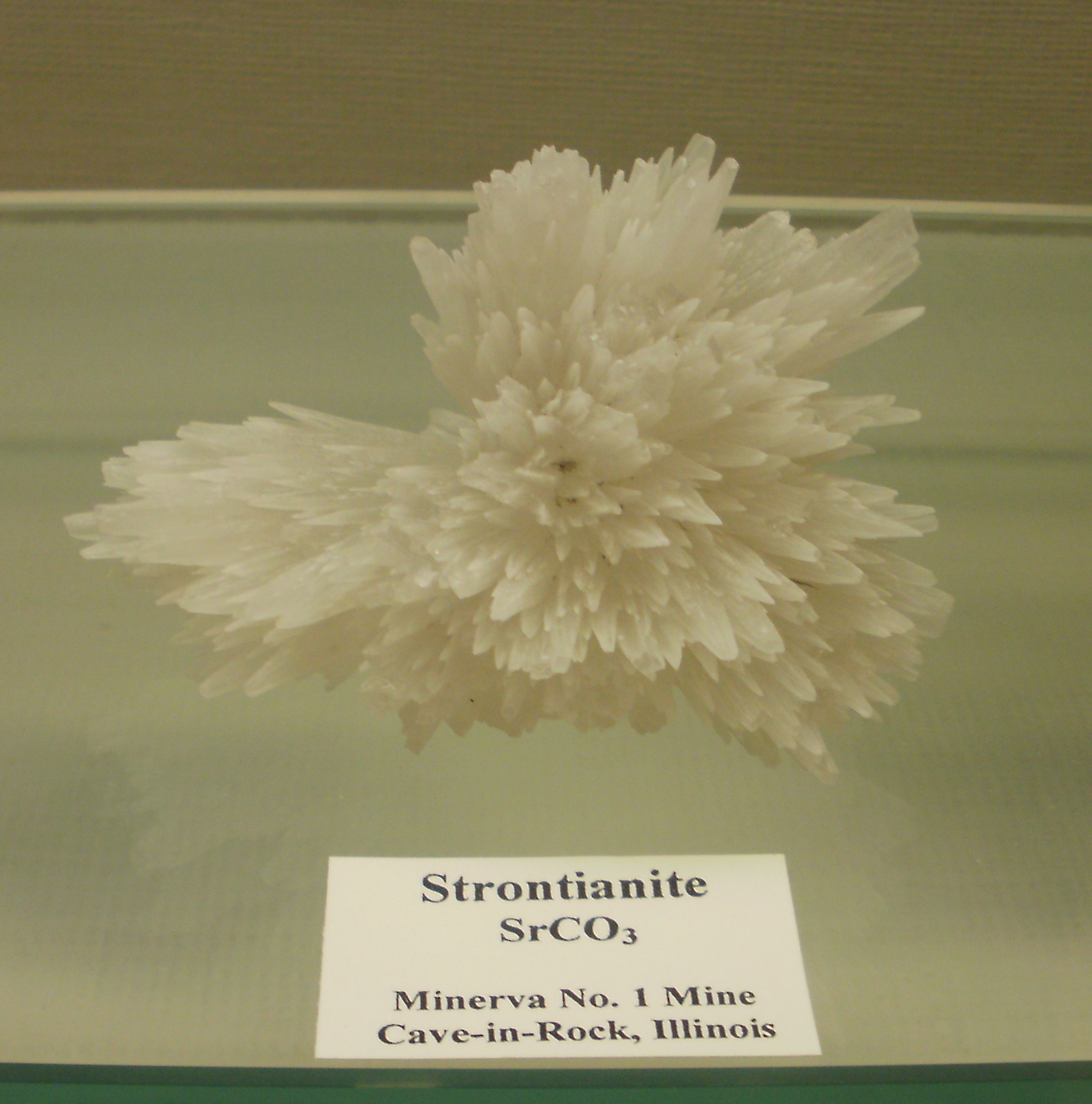 strontianite crystal radiating specimen