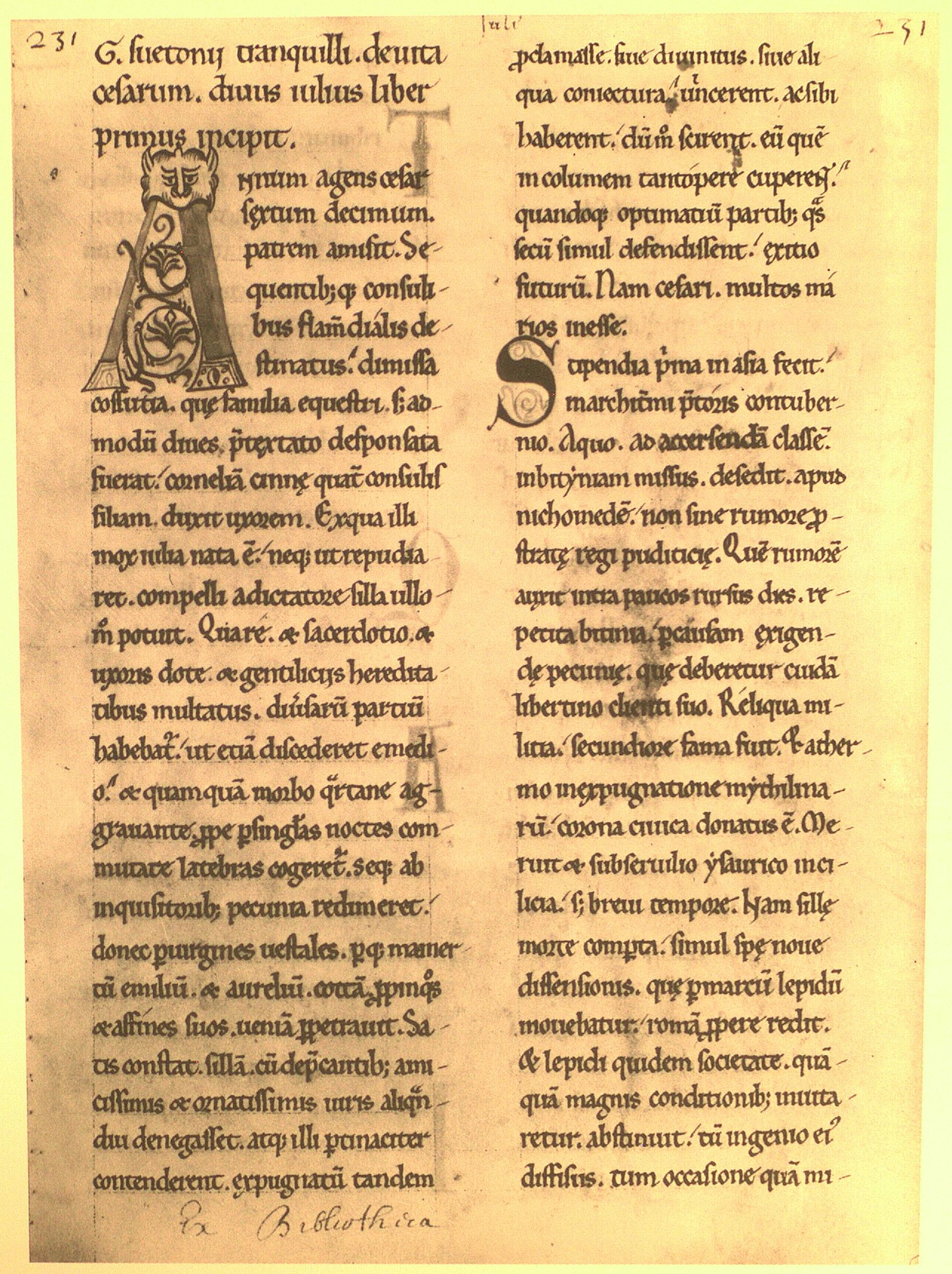 Der Anfang von ''De vita Caesarum'' in der Handschrift London, [[British Library