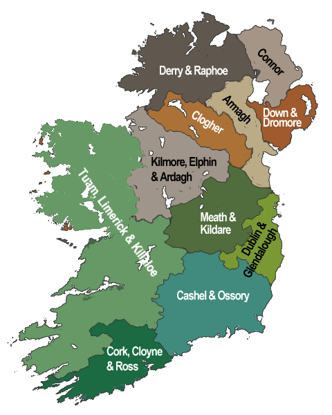  Outline map of the Dioceses of the Church of Ireland (Episcopal) Source of information: Church of Ireland website - dioceses page