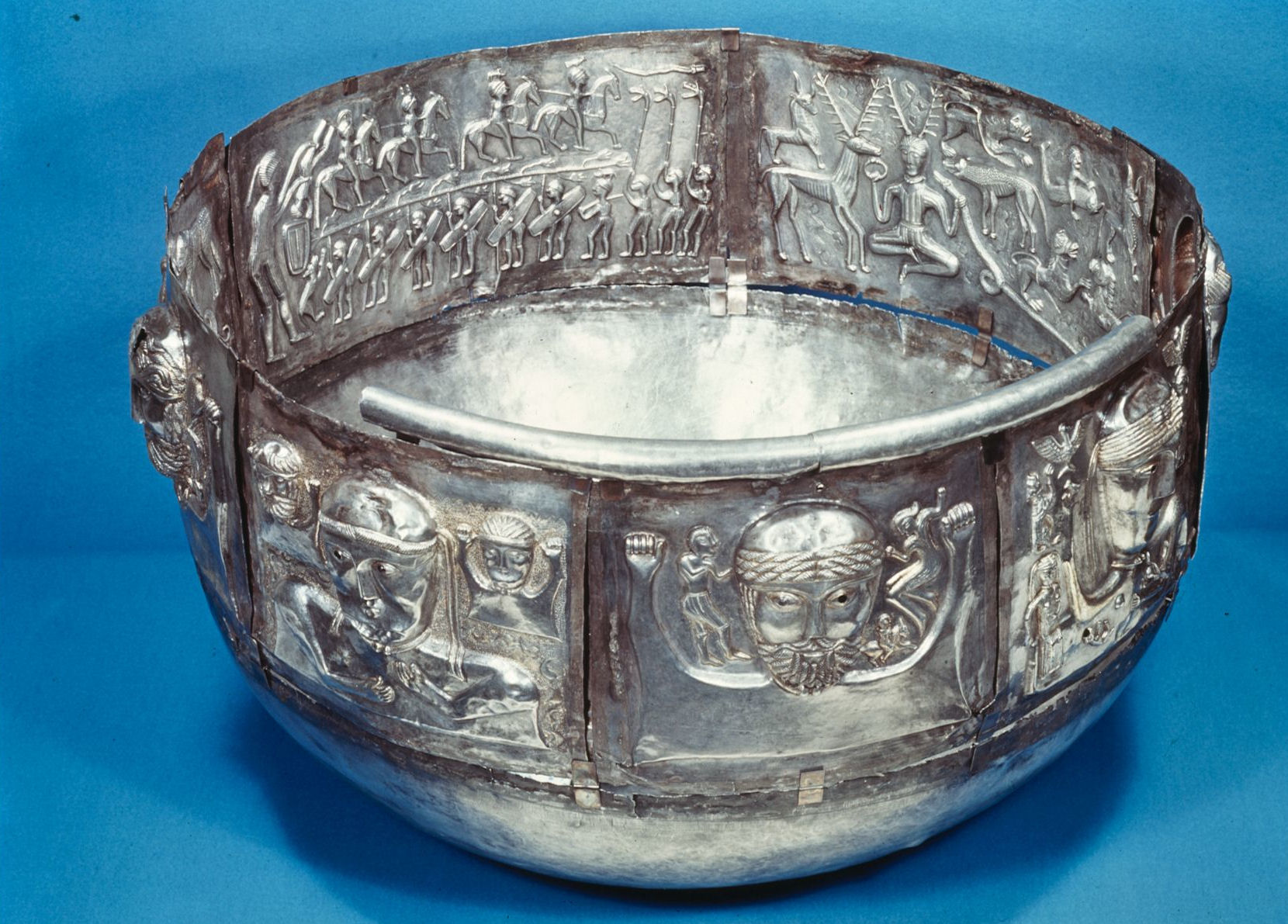 The Gundestrup cauldron, perhaps similar to Brân's cauldron of restoration.