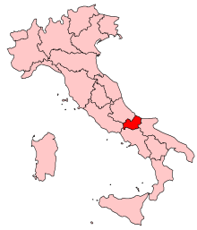 Karta över Italien, med Molise markerat