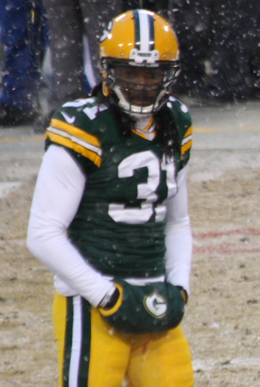 Green Bay Packers cornerback Jarrett Bush (24) breaks up a pass