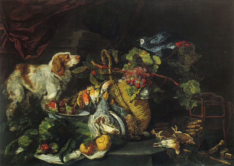 File:Jan Fyt - Game Birds and Fruit with a Dog and Parrot - 1652.jpg