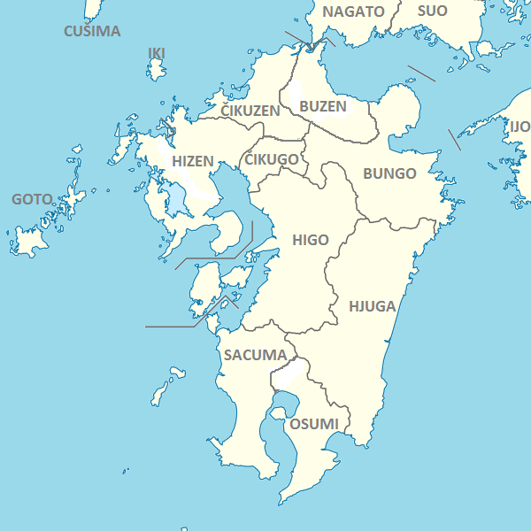 Устанак на полуострву Шимабара на карти Кјушуа