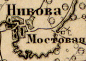 Деревня Мостовая на карте 1863 года