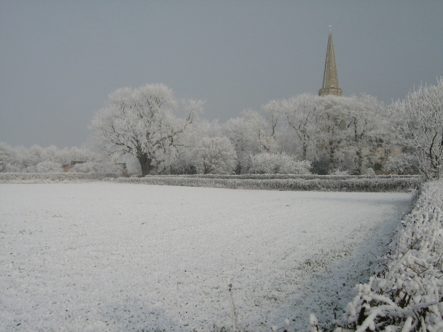 File:St Wilfrid's Church and trees in Brayton, North Yorkshire, from a frozen field, .jpg