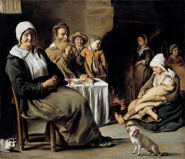 File:'Peasant Interior with an Old Flute Player', oil on canvas painting by Louis (probably) Le Nain, c. 1642, Kimbell Art Museum.jpg