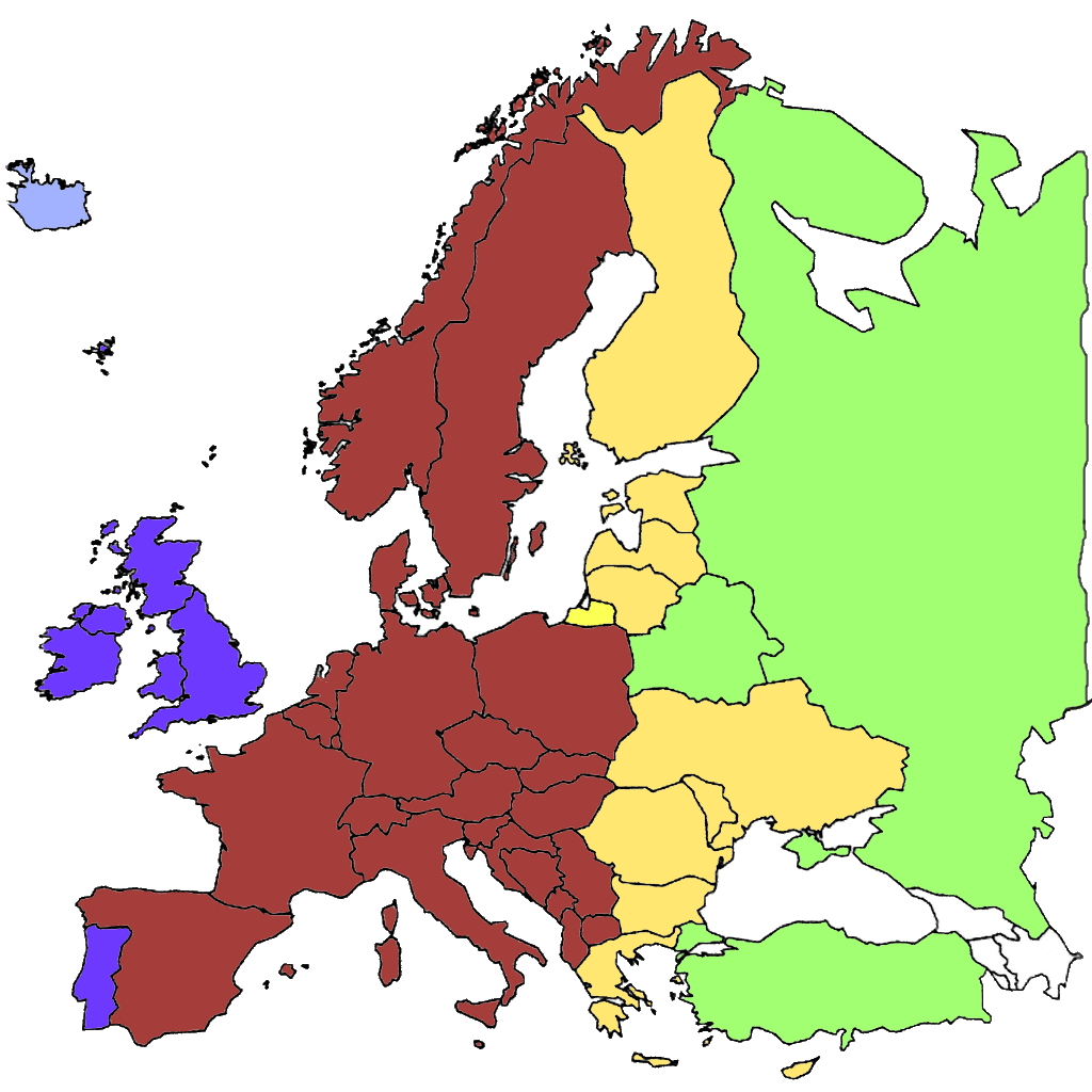 Часовая карта европы