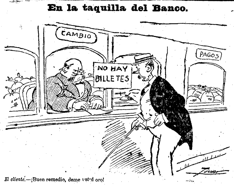 En la taquilla del Banco, 20 de julio de 1918.