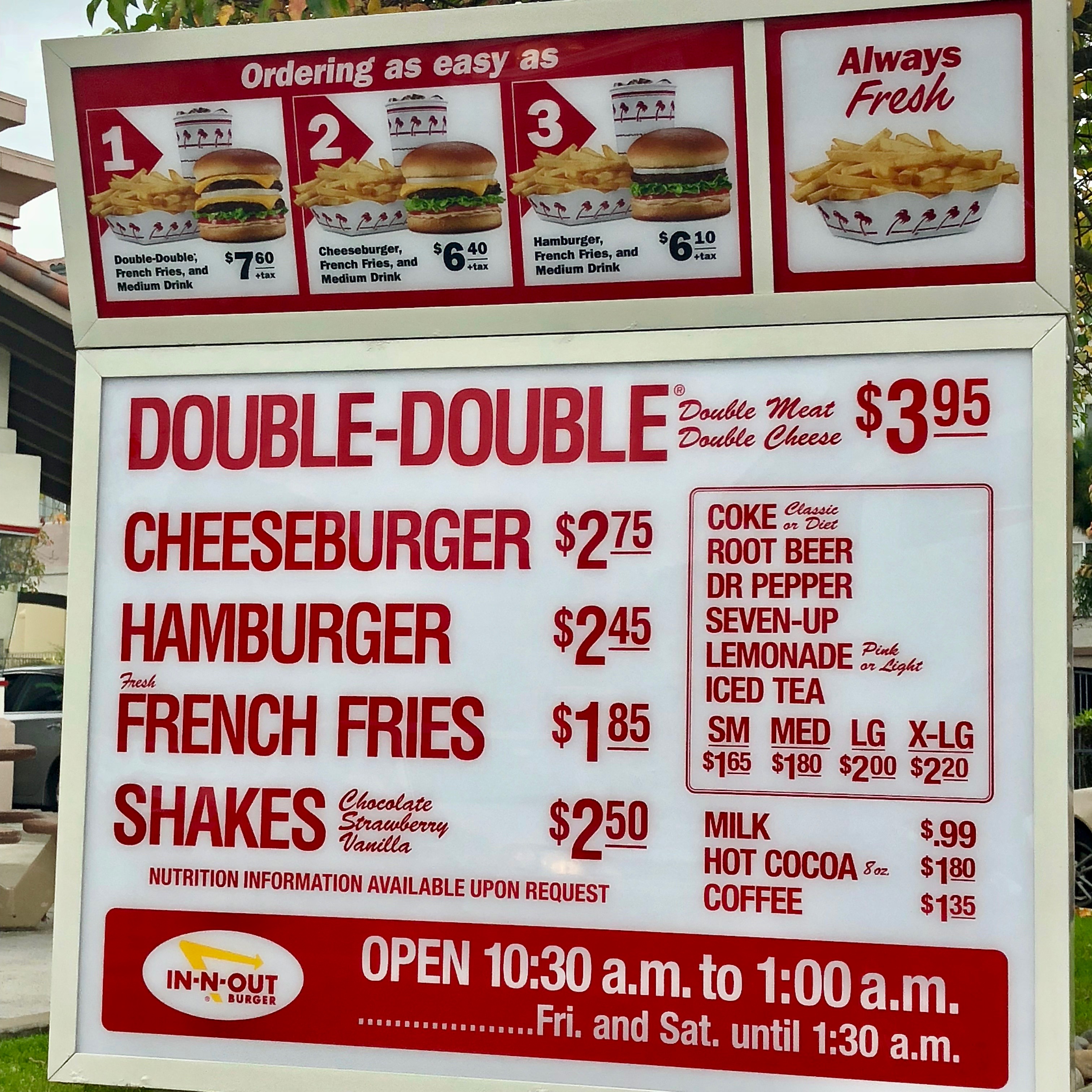 In-N-Out Burger drive-thru menu (5612)