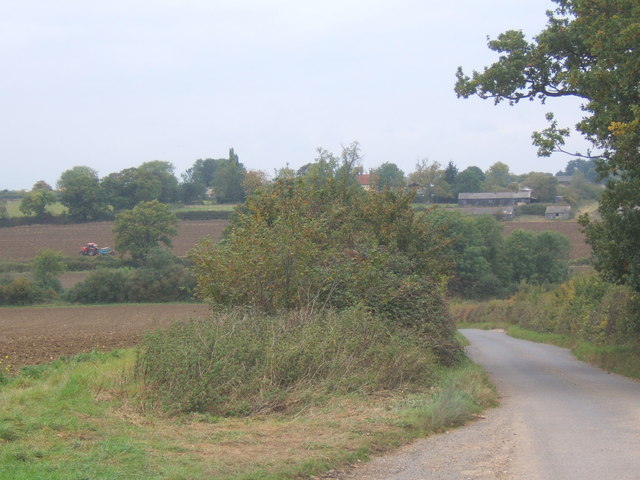 Lane and farmland near Old Newton Hall - geograph.org.uk - 576770