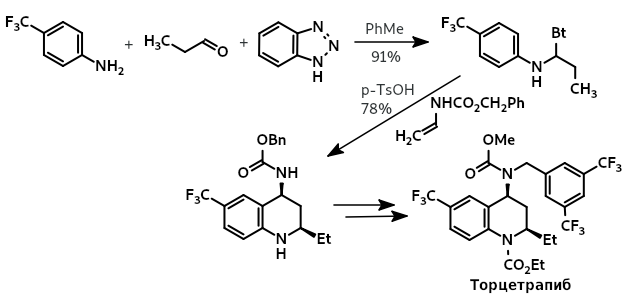 Модификация Катрицкого реакции Поварова в синтезе торцетрапиба