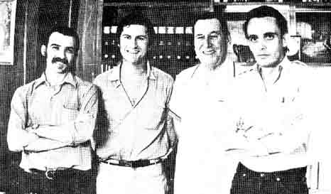 (from left) filmmakers Gerardo Vallejo and Fernando Solanas, former president of Argentina, Juan Domingo Perón, and filmmaker Octavio Getino in 1971.