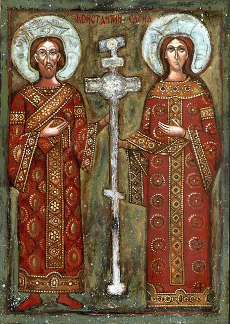 constantin et Hélène portant la Vraie Croix du Christ à Jérusalem