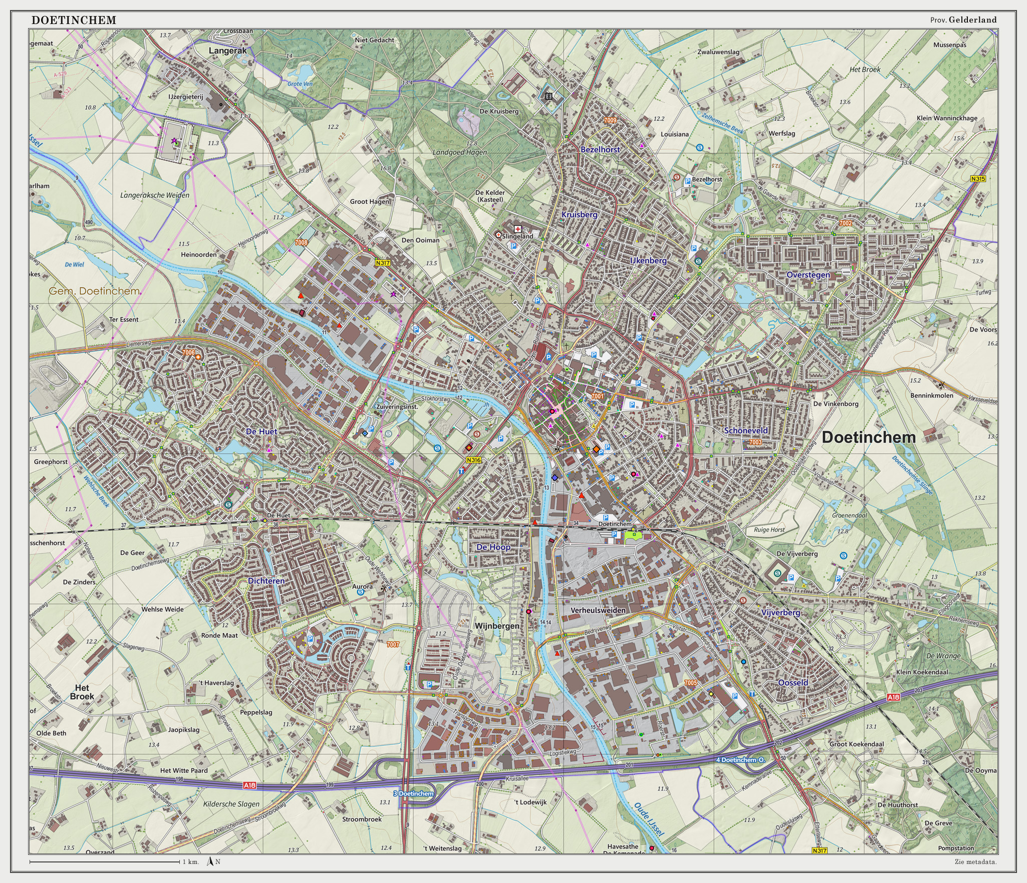 Dutch Topographic map of Doetinchem, March 2014