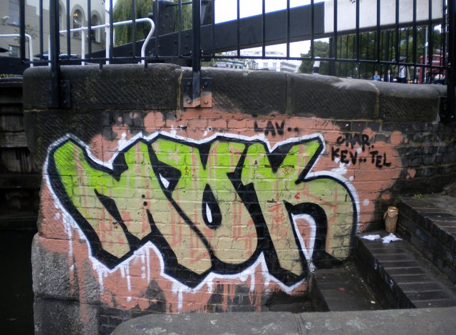 File:Graffiti, steps to Hawley Lock NW1 - geograph.org.uk - 2006617.jpg