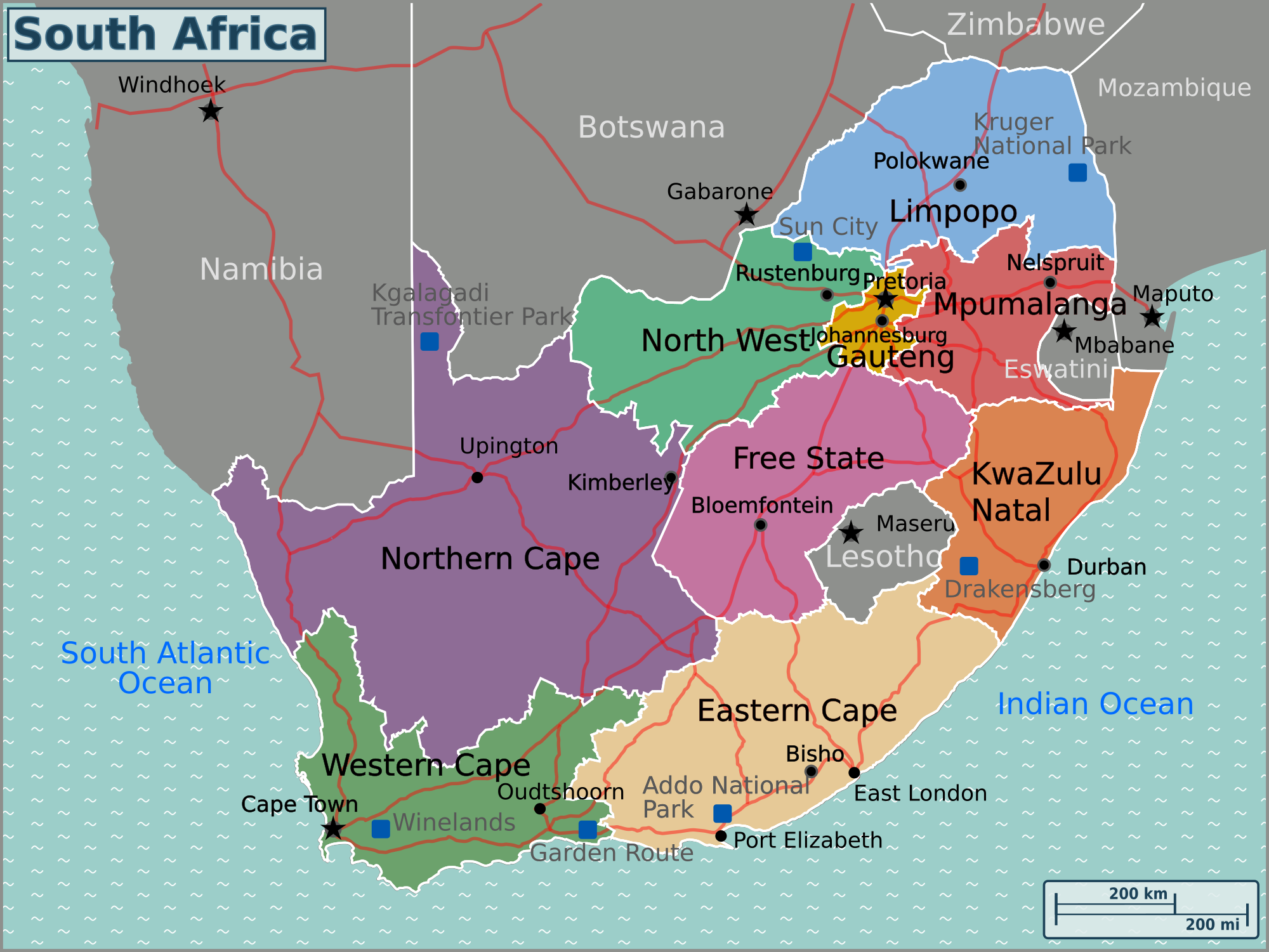 File South Africa Regions Map png