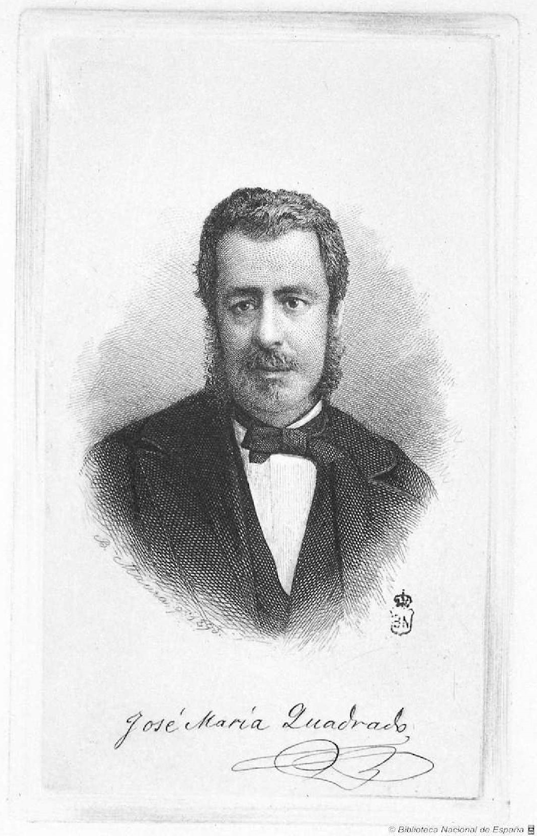 <small>[[Bartolomé Maura y Montaner]]: ''Retrato de José María Quadrado'', aguafuerte, 1893, [[Biblioteca Nacional de España]].</small>