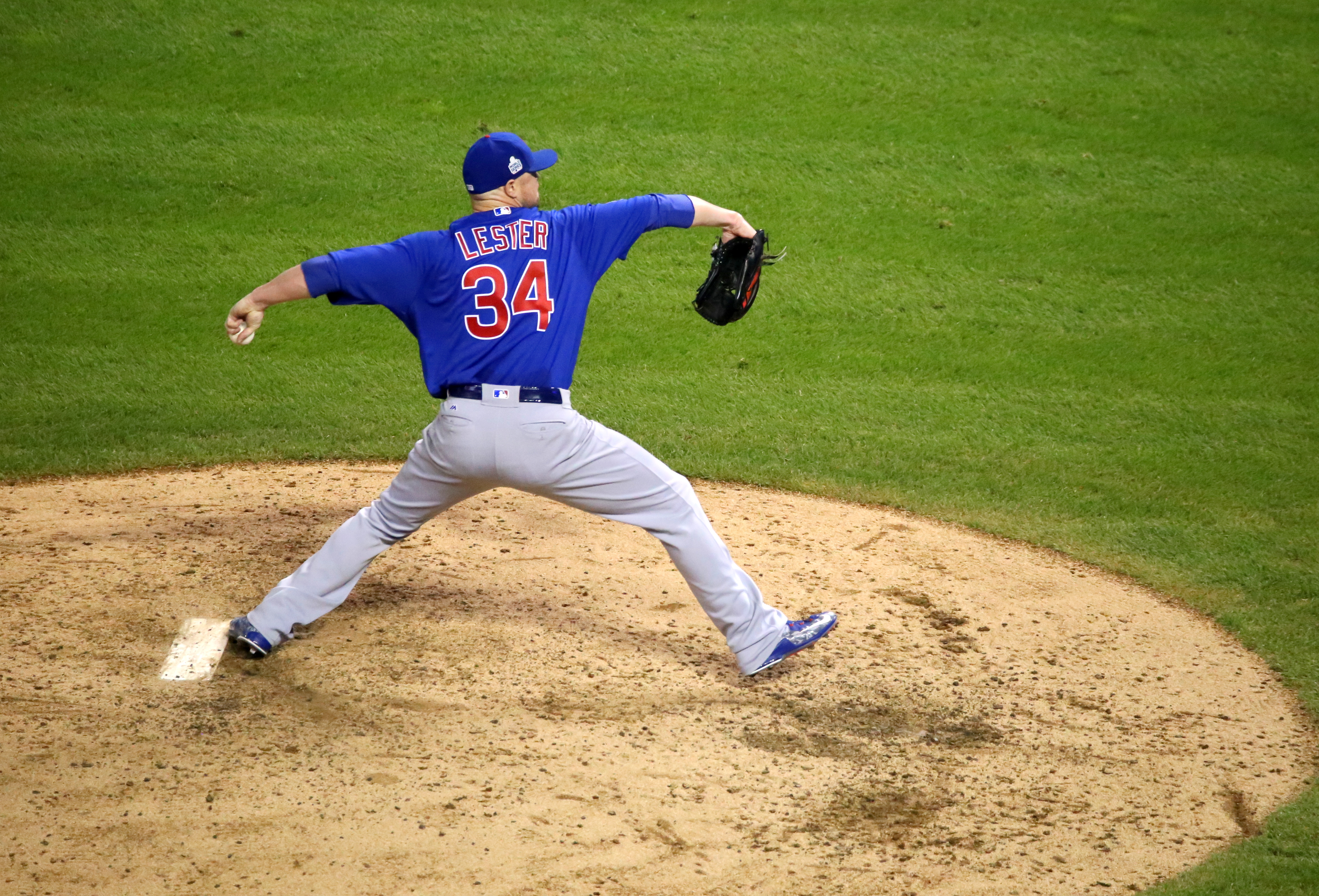 File:Cubs lefty Jon Lester pitches in relief during World Series Game 7.  (30443955550).jpg - Wikimedia Commons