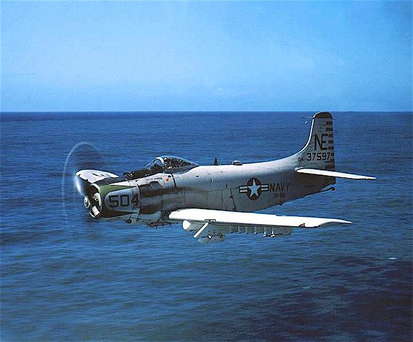 File:Douglas AD-6 Skyraider of VA-65 in flight in March 1958.jpg