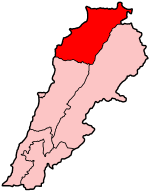 Северный Ливан на карте