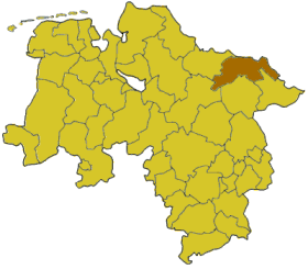 Lage des Landkreises Lüneburg in Niedersachsen