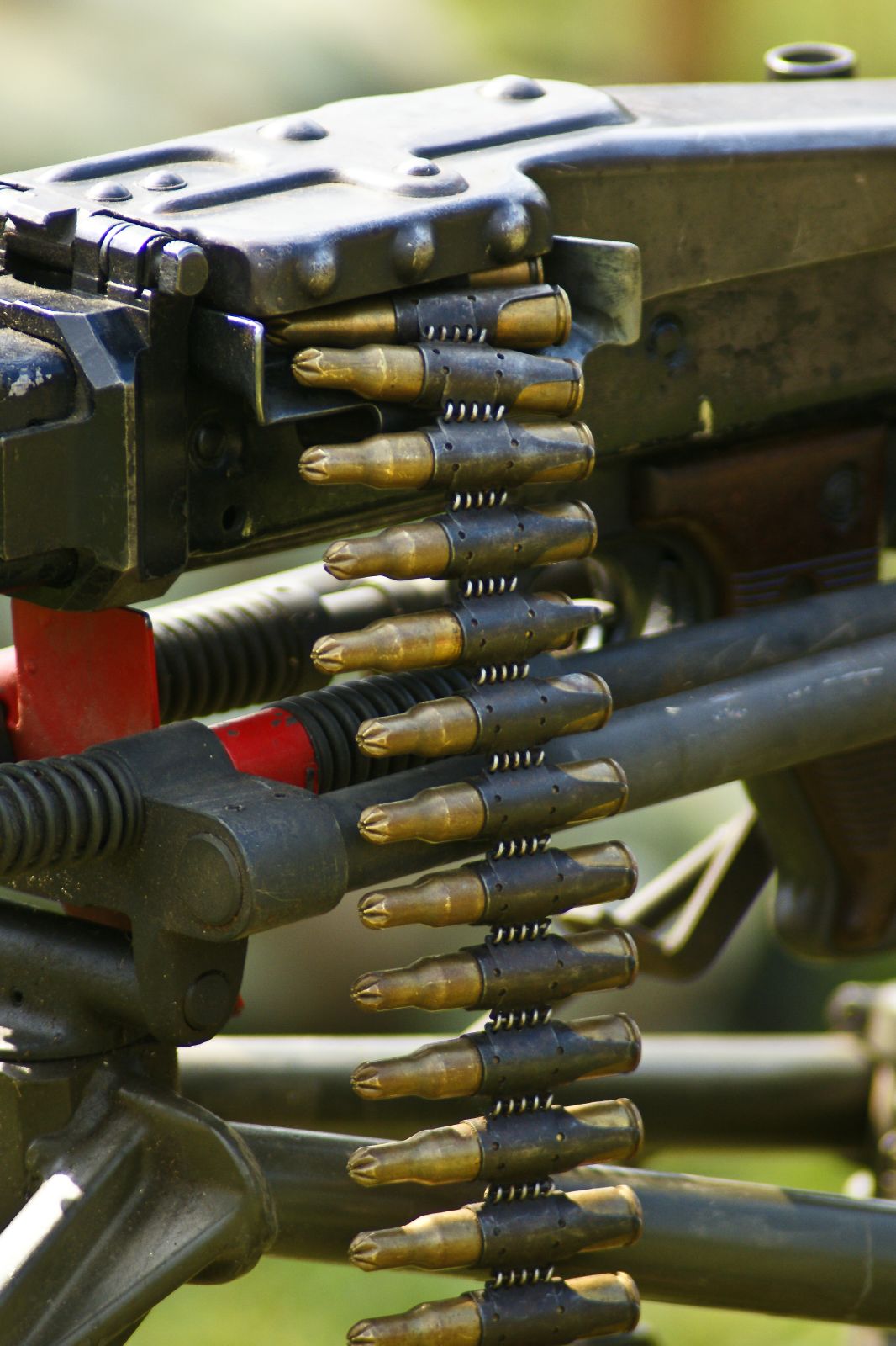 Belt of Cartridges for Machine Gun. German MG 42. Stock Photo