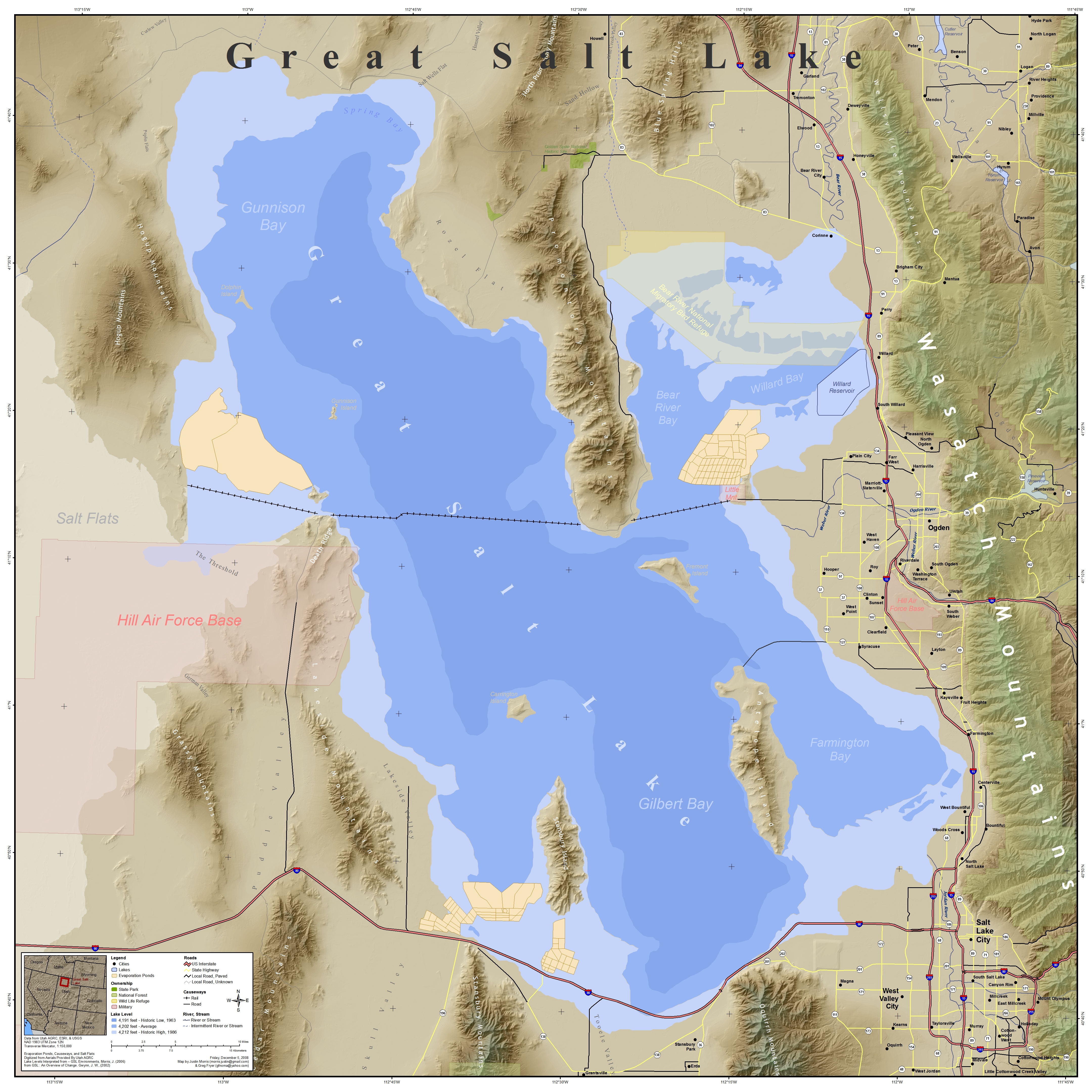 Map Of Great Salt Lake File:Great Salt Lake Map.   Wikimedia Commons