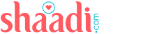 Slovní značka zobrazující web shaadi.com s obklíčeným srdcem nad ním
