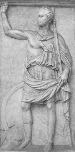 The [[stele]] of [[Kleitor]] depicting Polybius, [[Hellenistic art]], 2nd century BC, [[Museum of Roman Civilization]]<ref>John Ma. (2013). ''[https://books.google.com/books?id=u3LfaRlHLfwC&dq=Polybios+Stele+Kleitor&pg=PA282 Statues and Cities: Honorific Portraits and Civic Identity in the Hellenistic World]''. Oxford: Oxford University Press. {{ISBN|978-0-19-966891-5}}, pp 281-282.</ref>