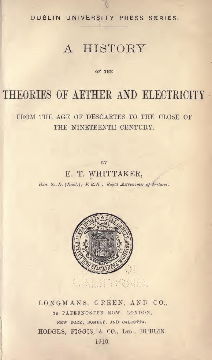 A History Of The Theories Of Aether And Electricity Wikipedia