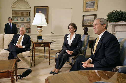 File:Bush, Pelosi, and Hoyer meeting at White House, Nov 9, 2006.jpg