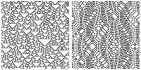 The Rule 18 one-dimensional cellular automaton (left) and the second-order cellular automaton derived from it (right). Each row of the image shows a configuration of the automaton, with time running downwards. CARuleComparison18-18R.png