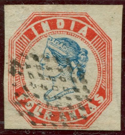 India 1854, cut square.