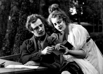 Garbo in her first leading role in the Swedish film The Saga of Gösta Berling (1924) with Lars Hanson