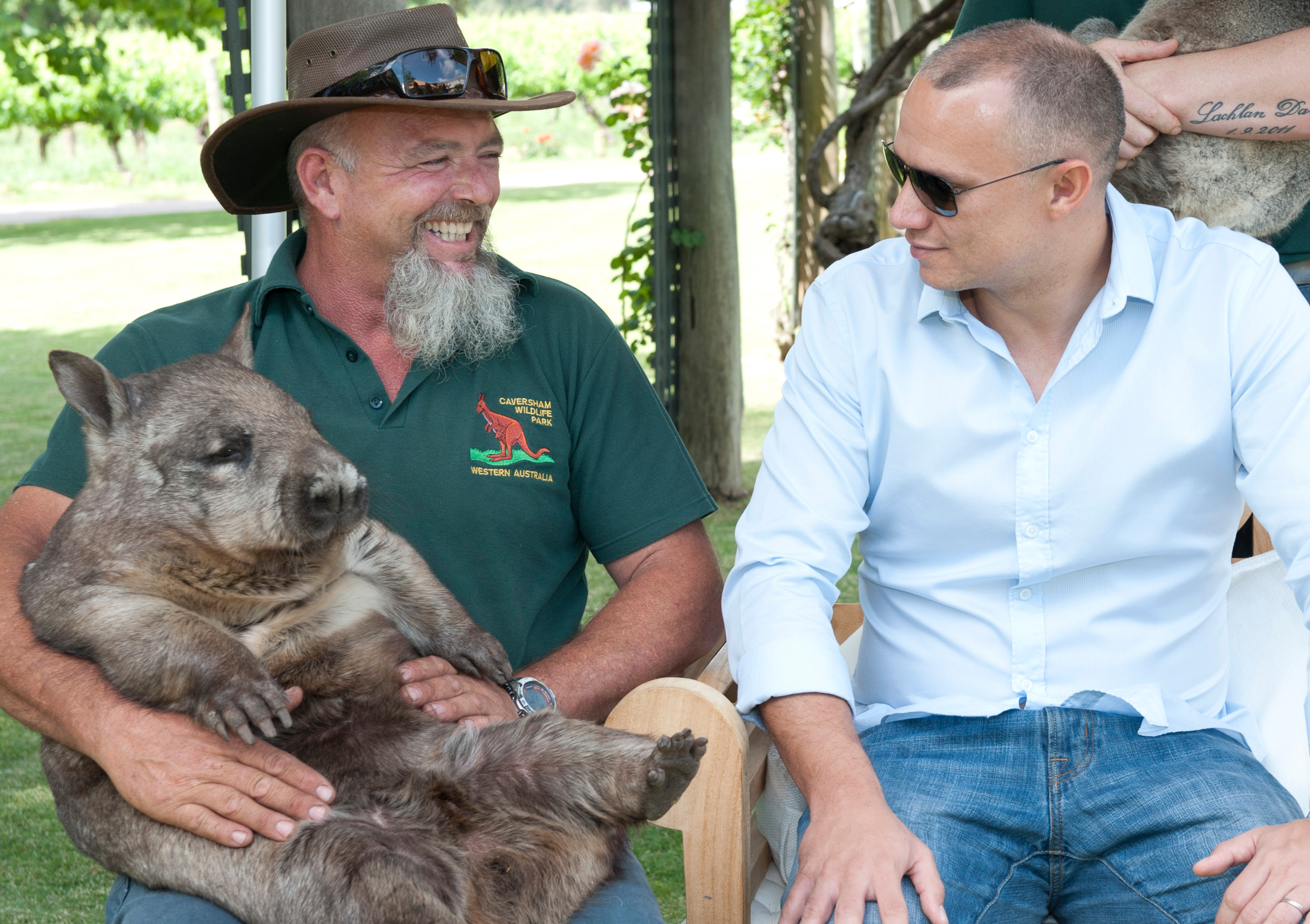 File Jean Paul Adam Minister For Foreign Affairs Seychelles With A Wombat From Caversham Wildlife Park Jpg Wikimedia Commons