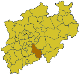 Lage des Oberbergischen Kreises in Nordrhein-Westfalen