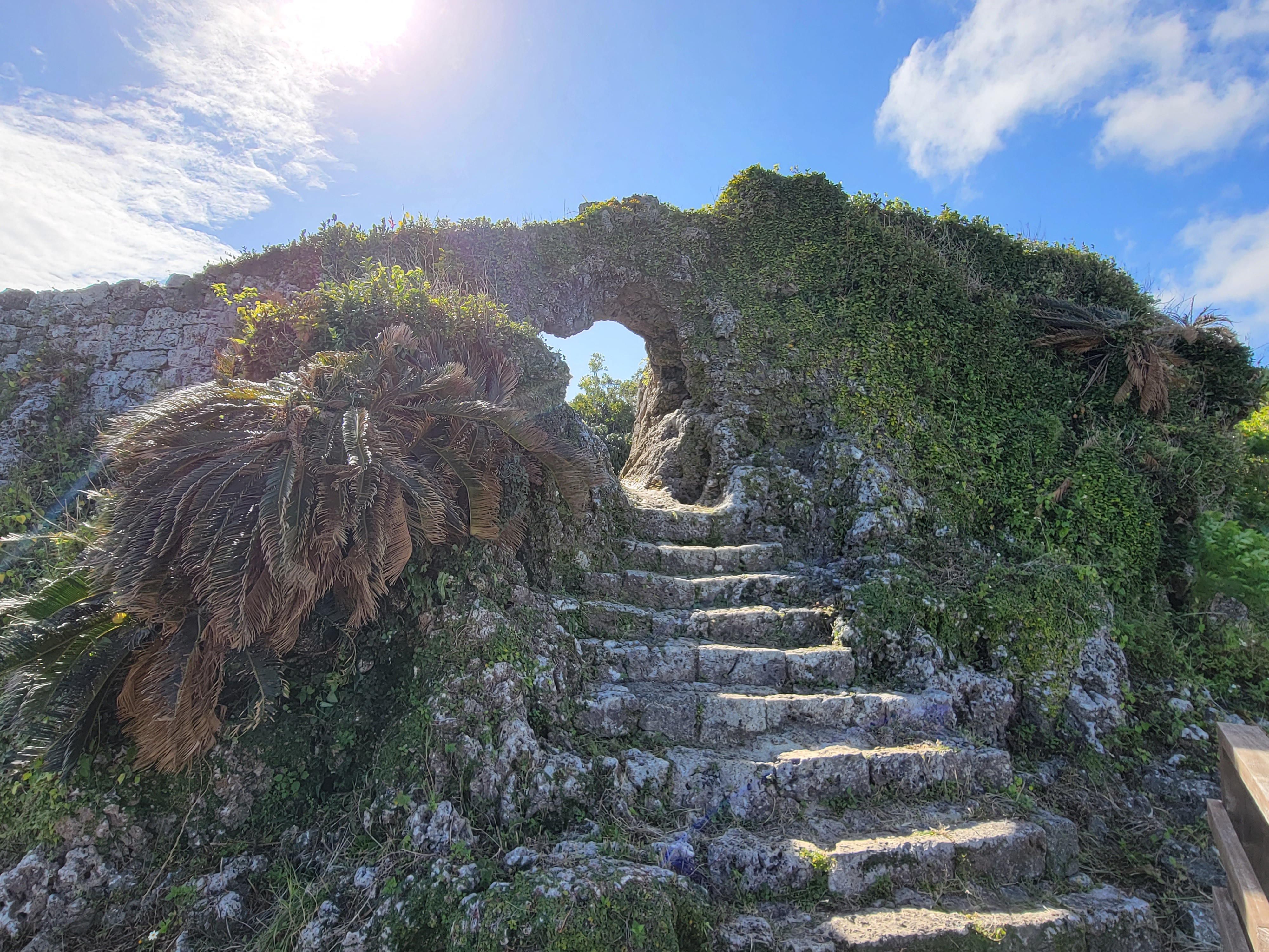 Tamagusuku Castle - stone steps to the gate