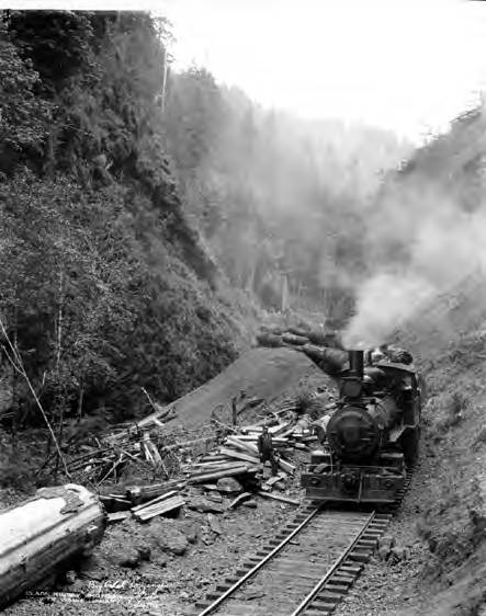 File:0-6-0 Alco locomotive on log train in gully, Big Creek Logging Company, Knappa, ca 1918 (KINSEY 2112).jpeg