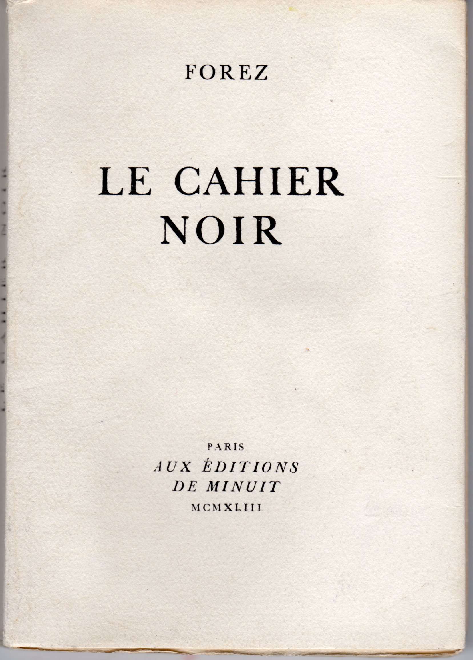 METERIE : Le cahier noir - Signed book, First edition 