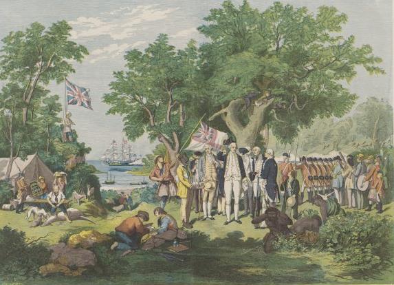 Captain James Cook claims the east coast of Australia for the Kingdom of Great Britain at Possession Island in 1770