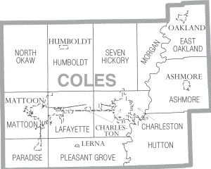 Township and municipality map of Coles County. Map of Coles County Illinois.png